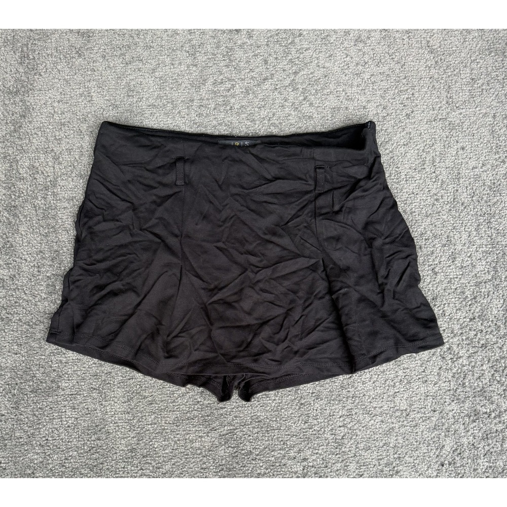 IRIS Black High Waisted Skort Side Zip Mini Skirt Shorts Womens Medium ISP3430